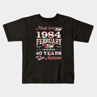 February Flower Made In 1984 40 Years Of Being Awesome Kids T-Shirt